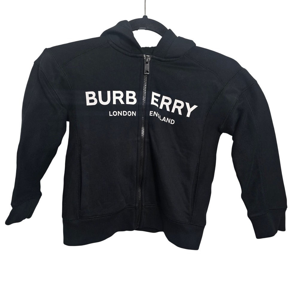 Burberry Kids Black Logo Zip‎ Up Hoodie Sweatshirt Size 6Y 120cm 8008885